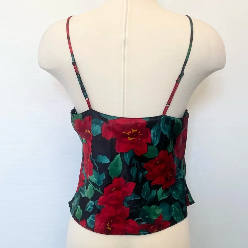 90s Victoria’s Secret Silky Satin Floral Print Vintage Lace Camisole Gold Label - Picture 6 of 8
